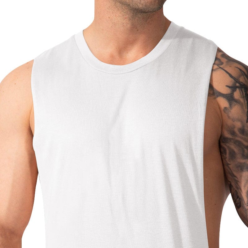 Sports para hombres casuales sólido color sólido sin mangas chaleco camiseta