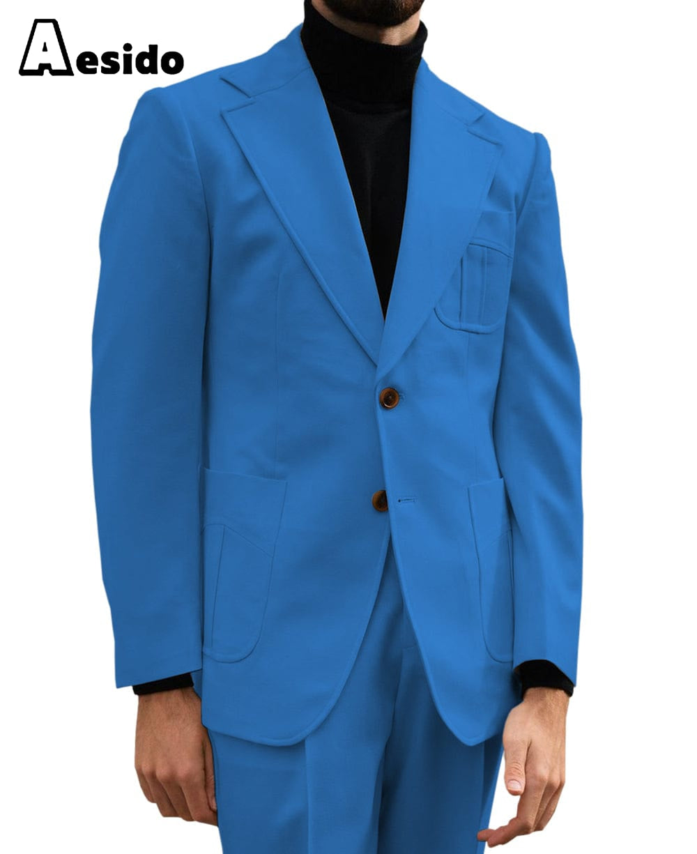 aesido 2 Piece Notch Lapel Leisure Suit For Men