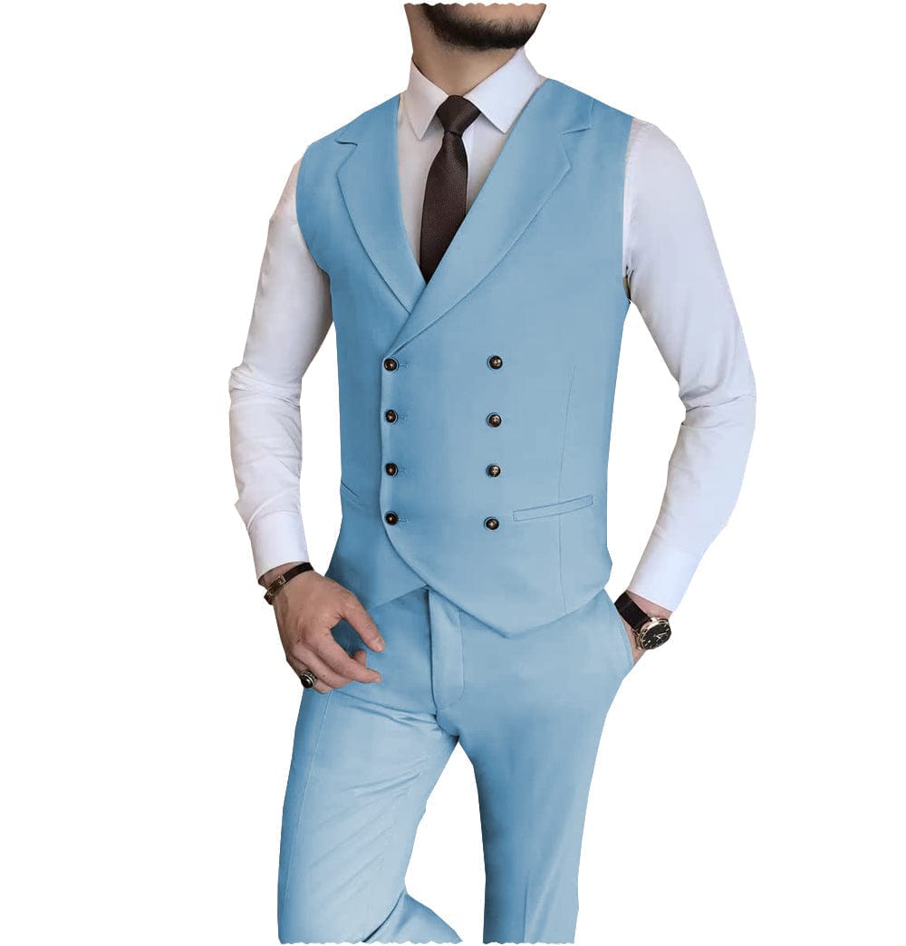 aesido 2 Pieces Casual Mens Fit Suit For Wedding (Vest + Pants)