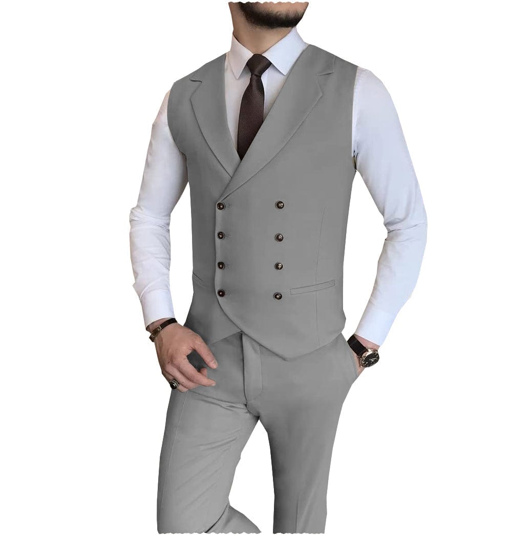 aesido 2 Pieces Casual Mens Fit Suit For Wedding (Vest + Pants)