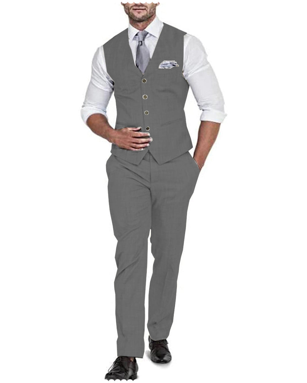 aesido 2 Pieces Casual Mens Suit Regular Fit Solidl Linen Blazer For Wedding (Vest + Pants)