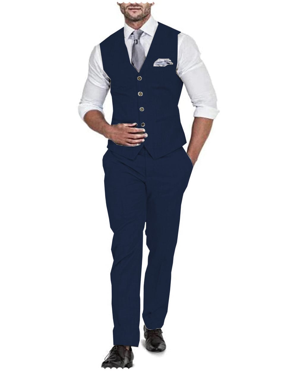 aesido 2 Pieces Casual Mens Suit Regular Fit Solidl Linen Blazer For Wedding (Vest + Pants)