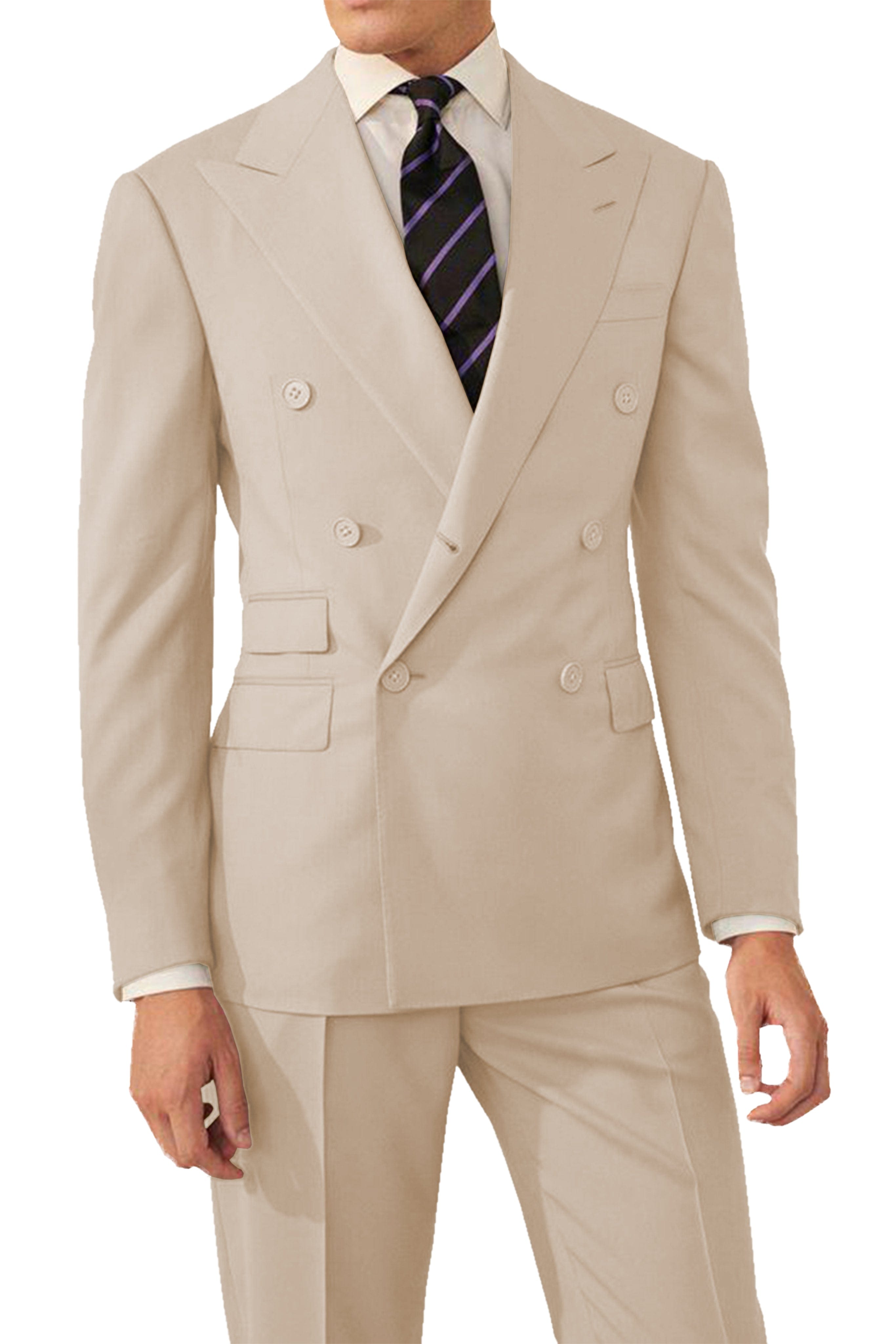 aesido 2 Pieces Double Breasted Men's Suit  (Blazer+Pants)