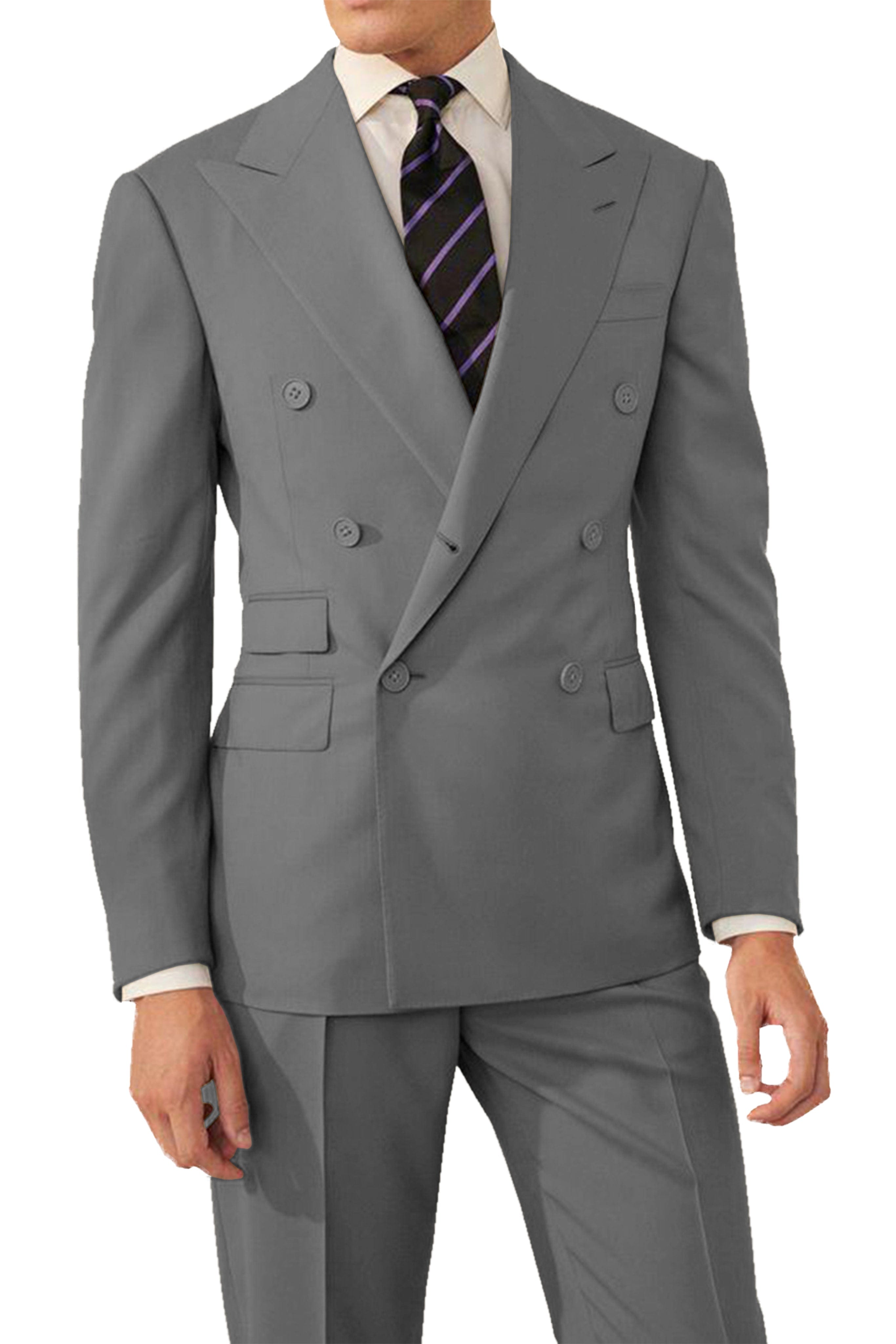 aesido 2 Pieces Double Breasted Men's Suit  (Blazer+Pants)