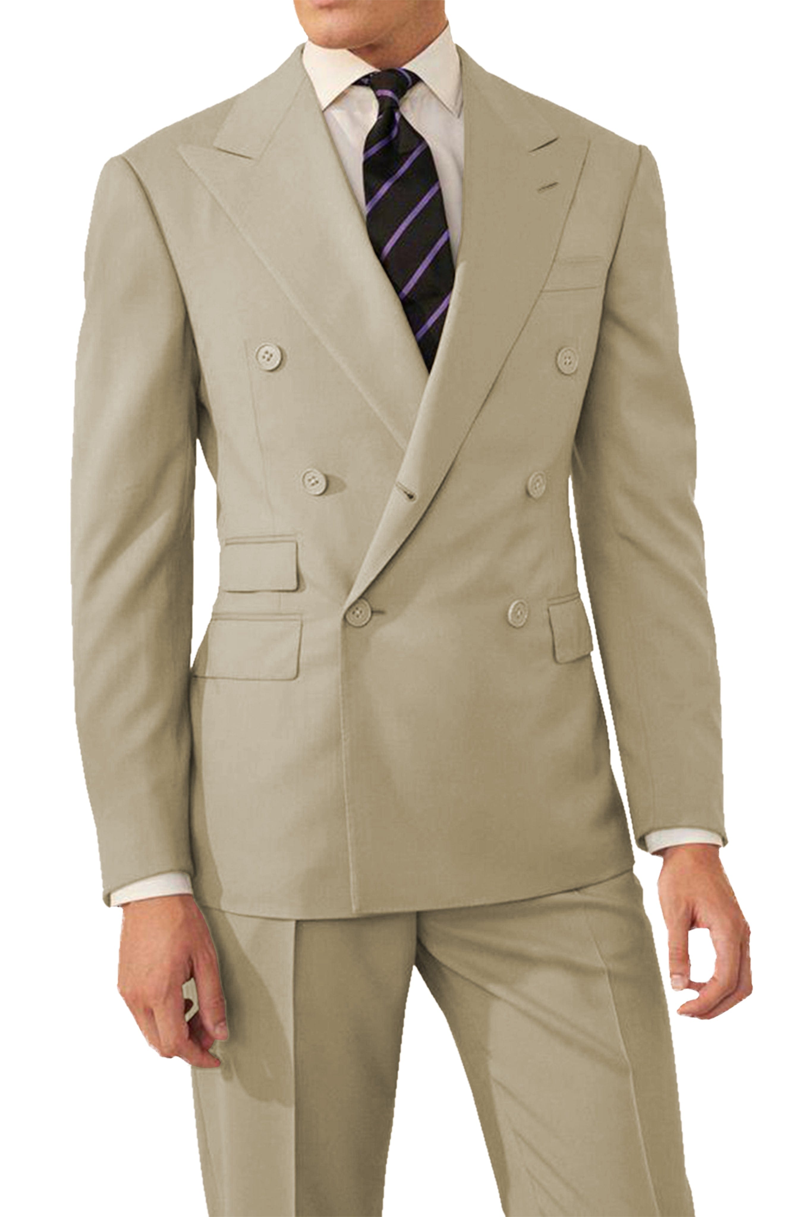 aesido 2 Pieces Double Breasted Men's Suit  (Blazer+Pants)