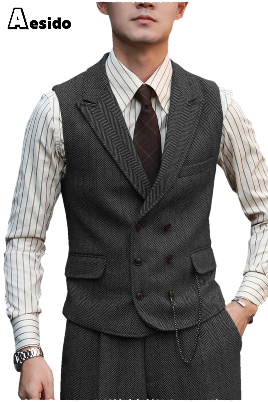 Mens double breasted waistcoat vest sale