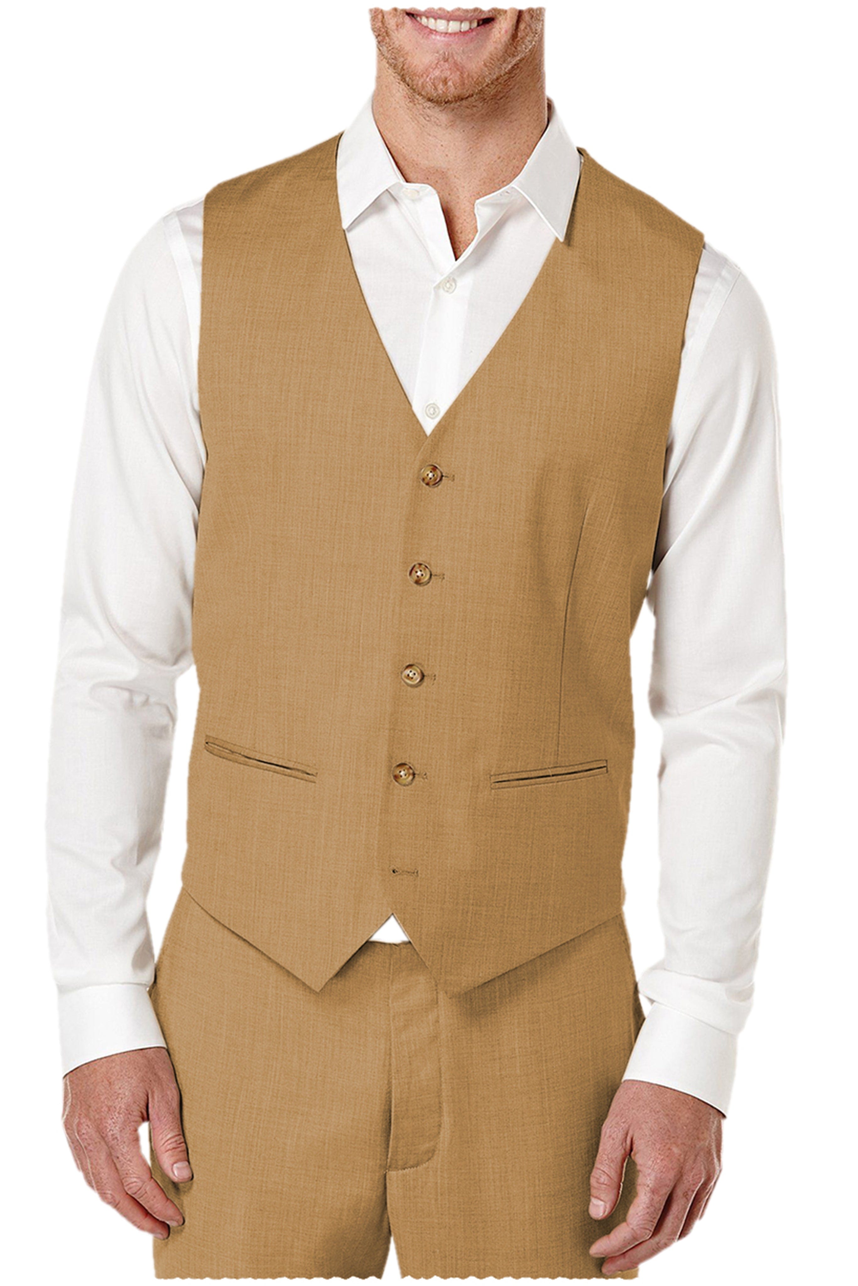 aesido 2 Pieces Single Brasted V Neck Men's Vest (Waistcoat+Pants)