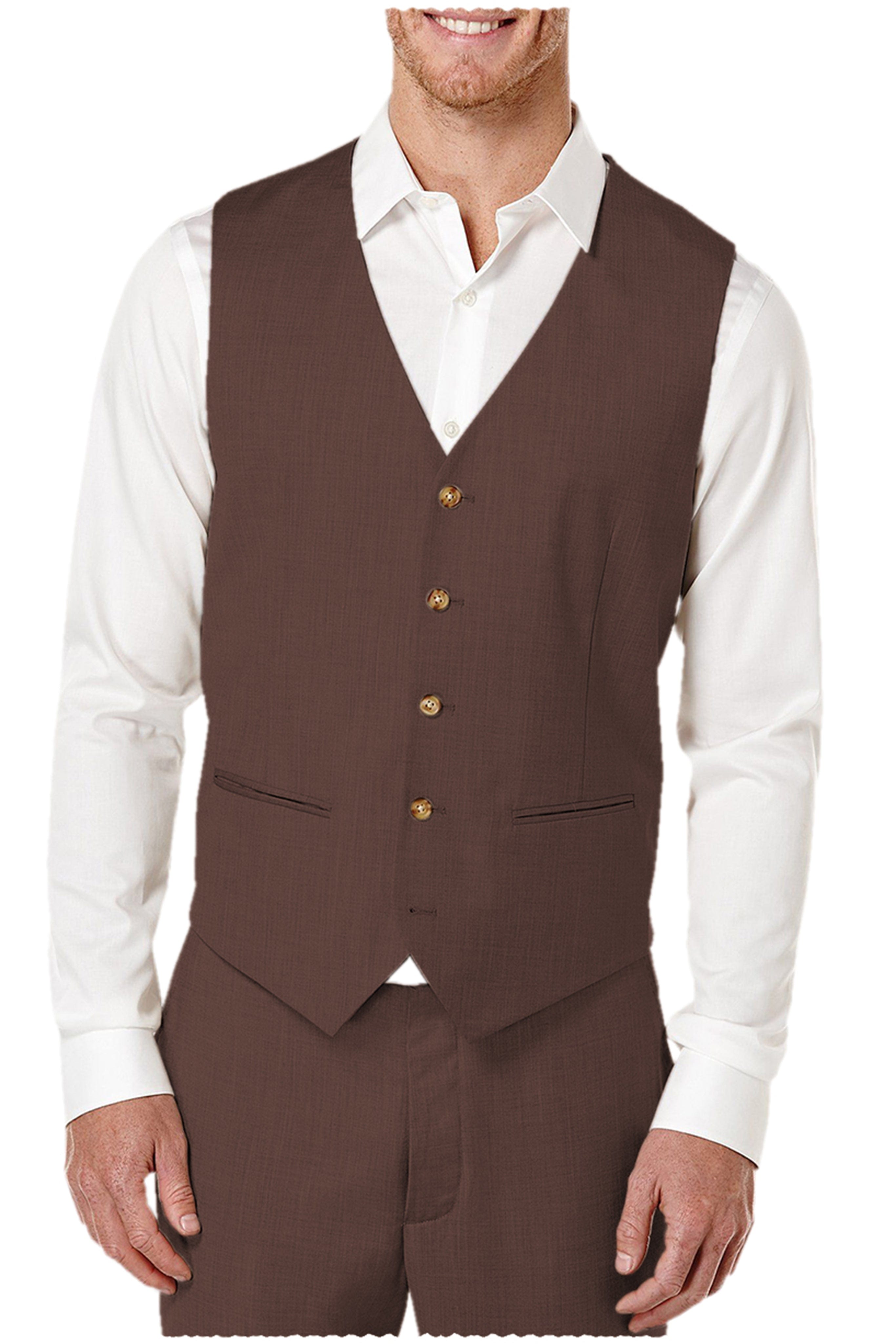 aesido 2 Pieces Single Brasted V Neck Men's Vest (Waistcoat+Pants)