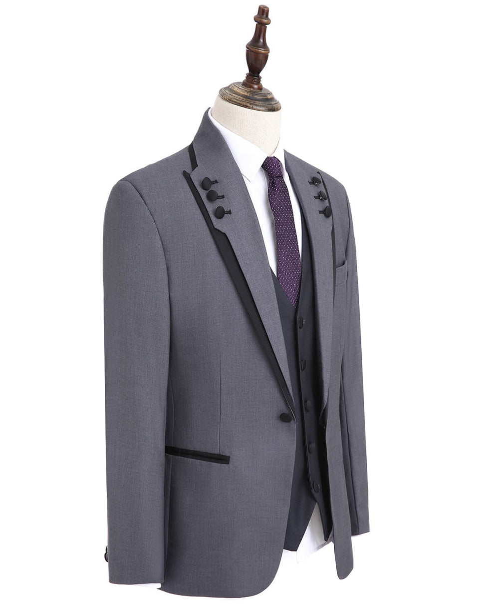 aesido 3 Piece Business Casual Shawl Lapel Men;s Suit (Blazer+Vest+Pants)