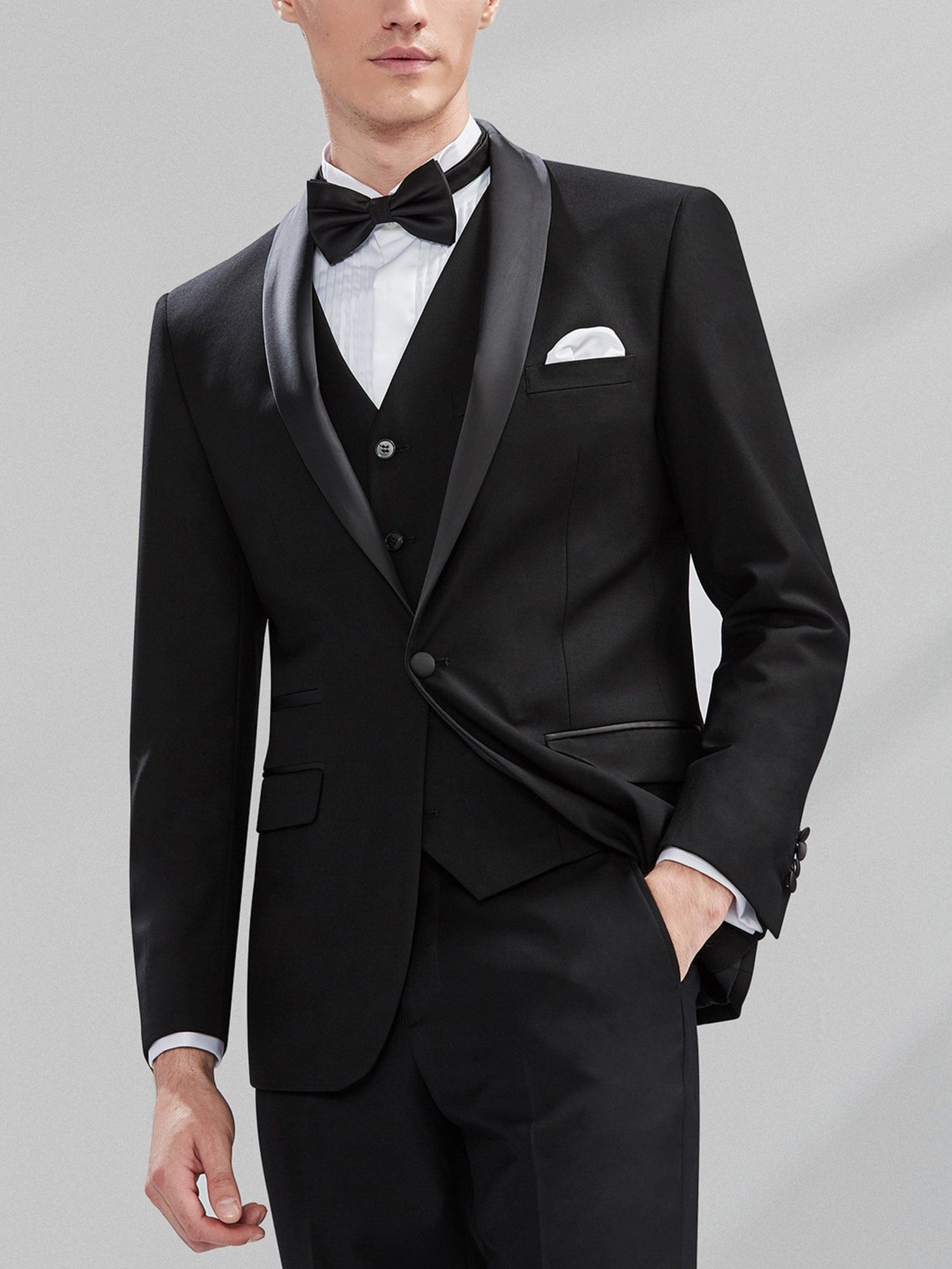 aesido 3 Piece Wedding Tuxedo Single Buttons Shawl Lapel Slim Fit Men's Suit (Blazer+Vest+Pants)