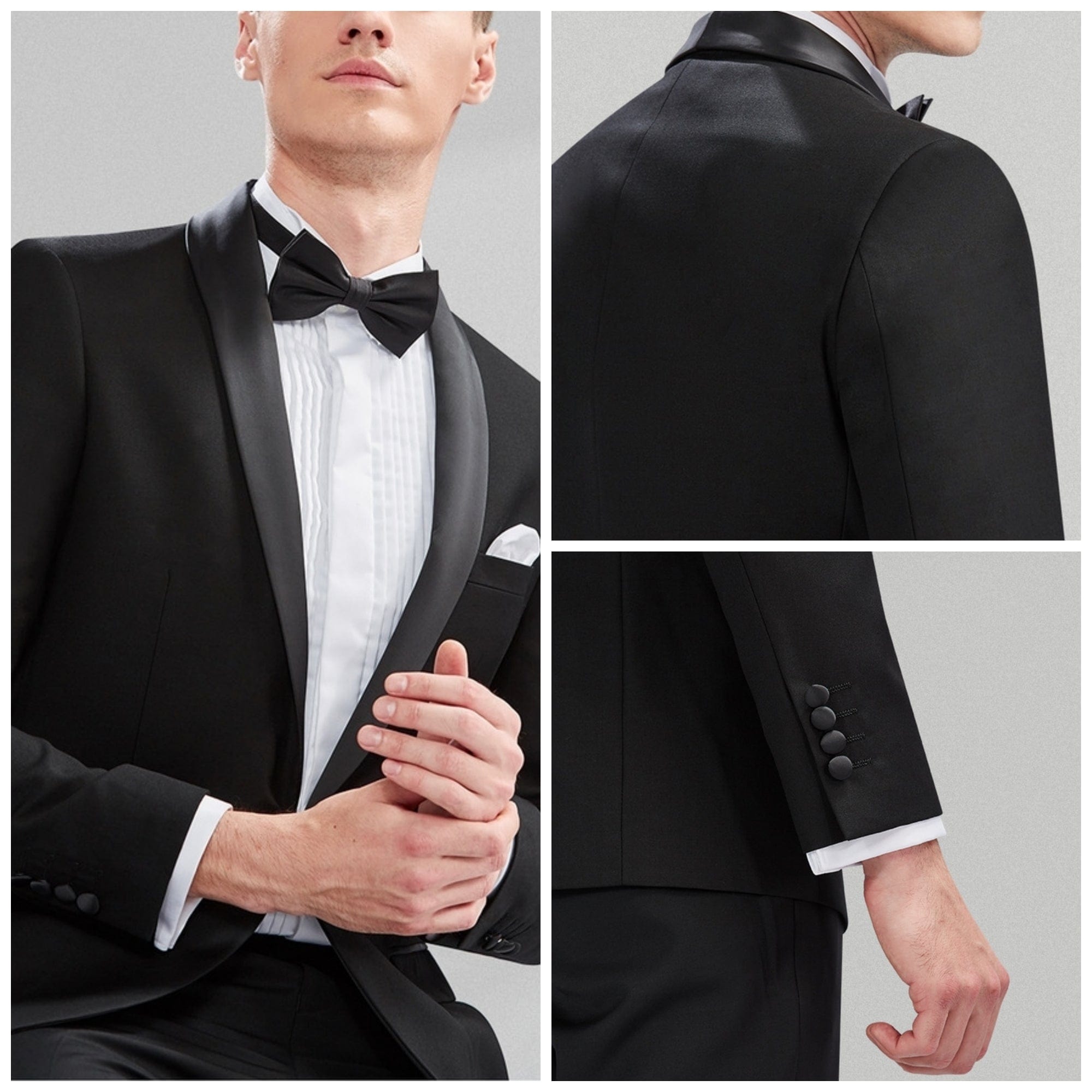 aesido 3 Piece Wedding Tuxedo Single Buttons Shawl Lapel Slim Fit Men's Suit (Blazer+Vest+Pants)