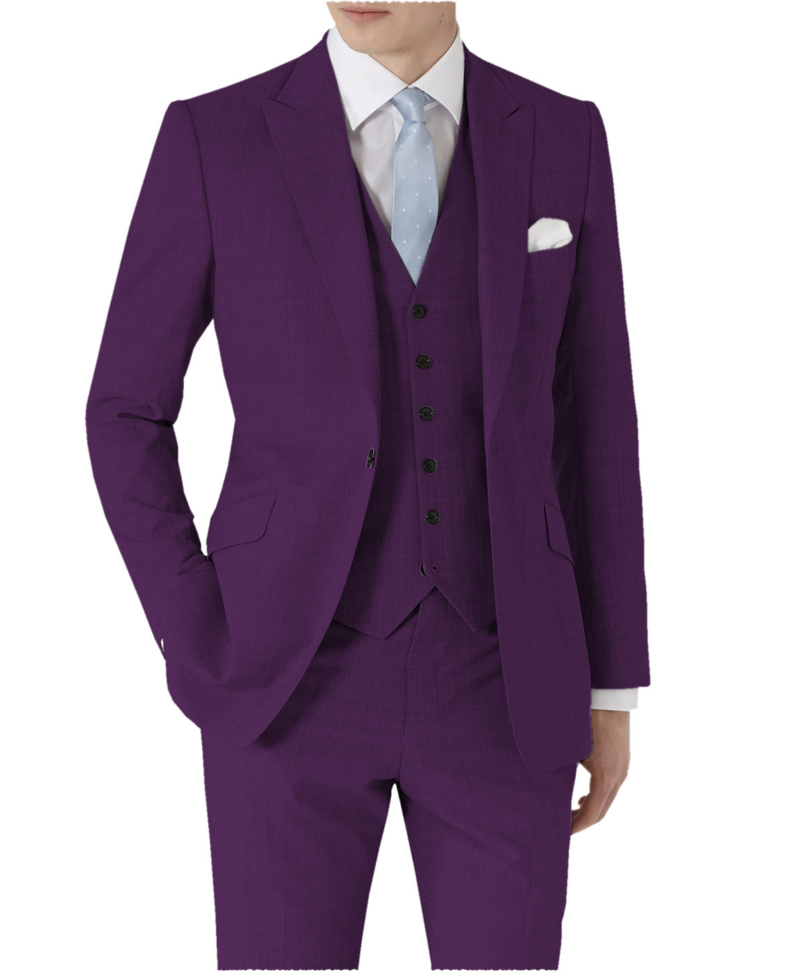 aesido 3 Pieces Single Buttons Peak Lapel Men Suit（Blazer+Vest+Pants）