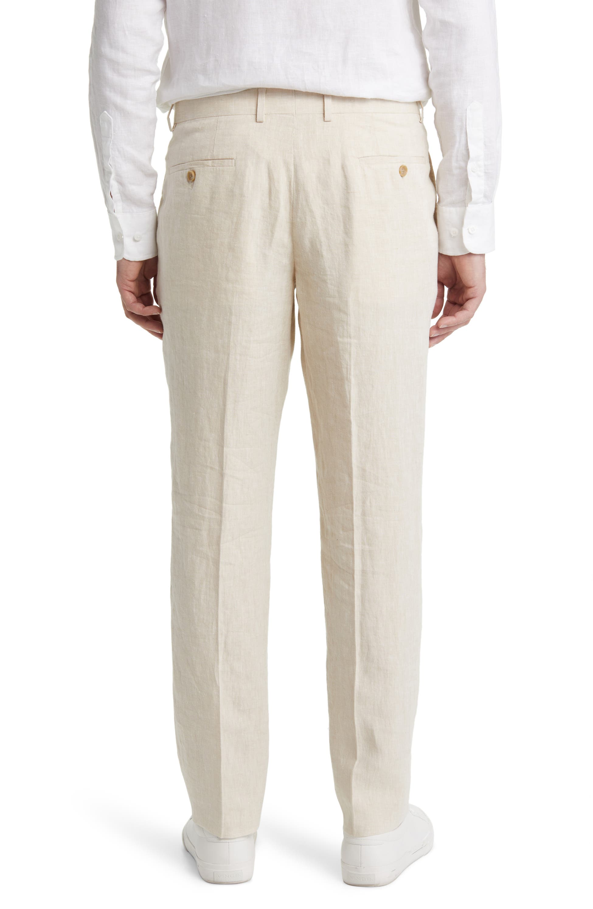 aesido Beige Linen Business Casual Men's Pants