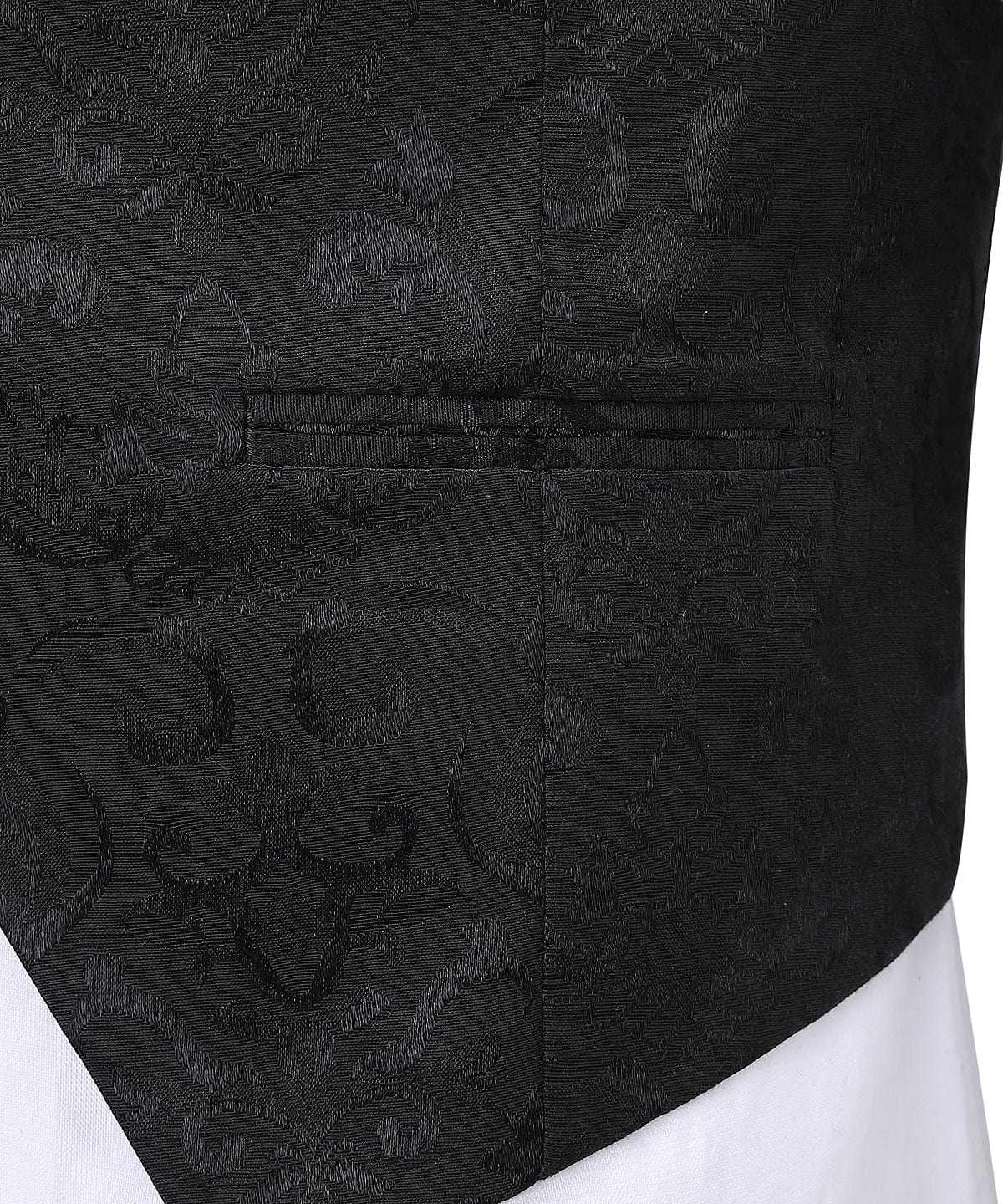 aesido Black Formal Patterned V Neck Waistcoat