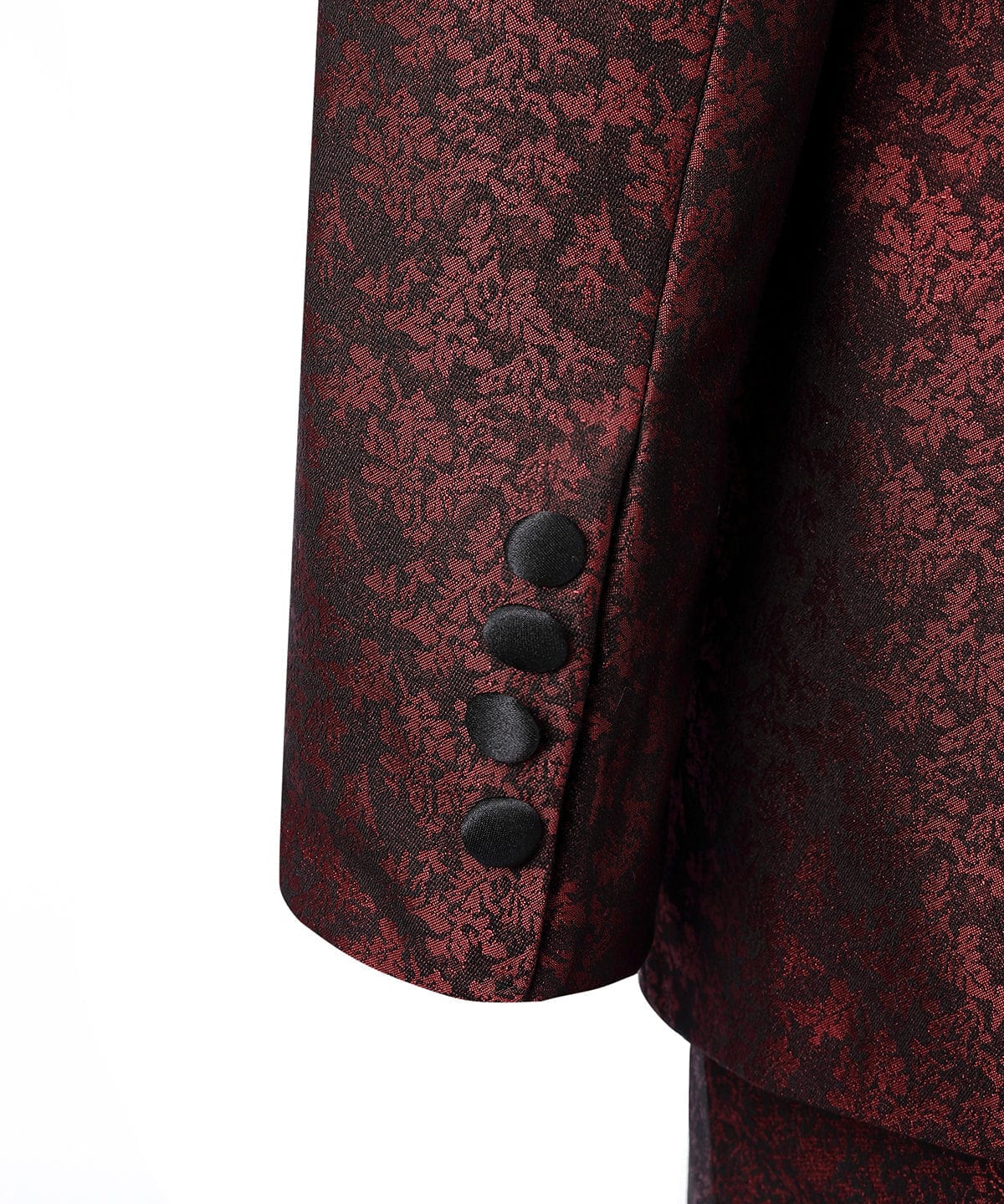 aesido Burgundy Patterned Shawl Lapel 3 Pieces Mens Suit Tuxedos (Blazer+vest+Pants)