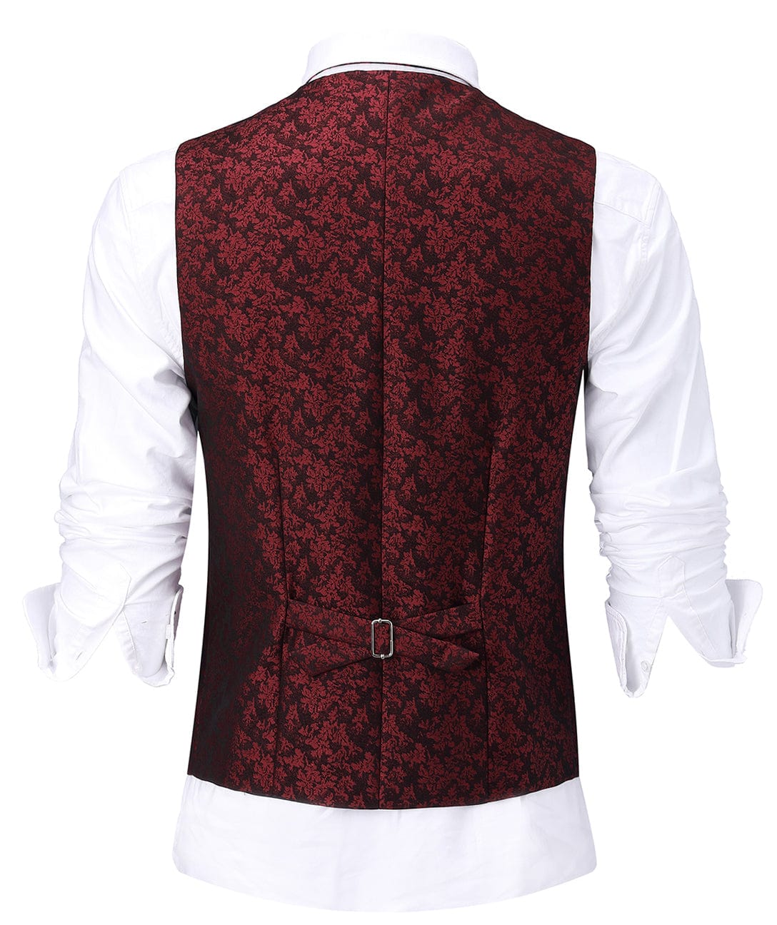 aesido Burgundy Patterned Shawl Lapel 3 Pieces Mens Suit Tuxedos (Blazer+vest+Pants)