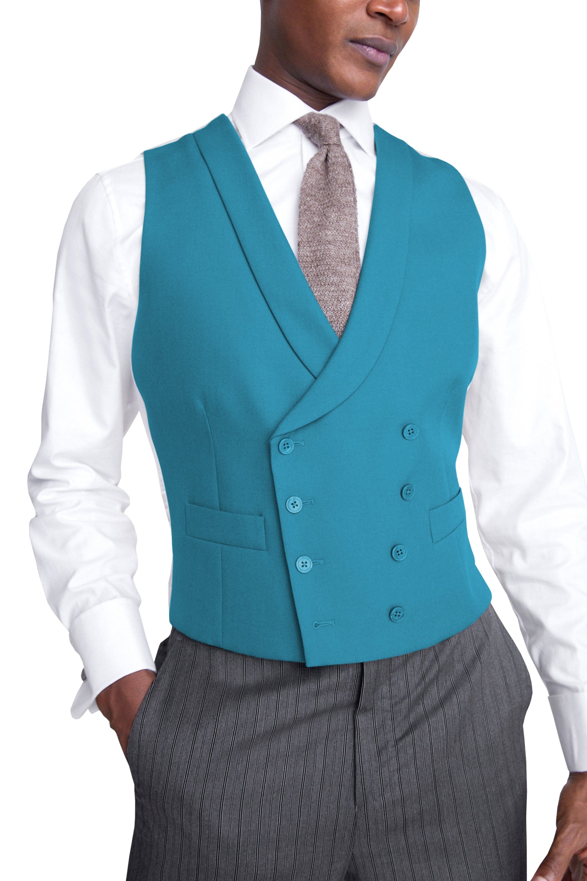 aesido Business Casual Double Breasted Shawl Lapel Men Vest