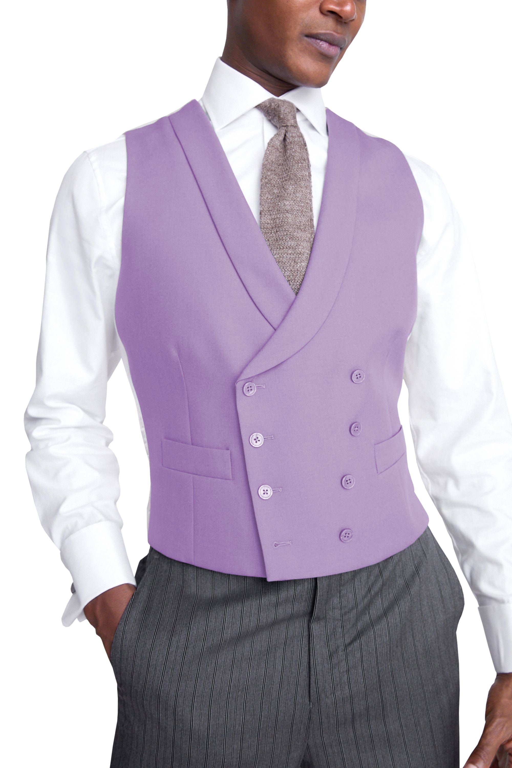 aesido Business Casual Double Breasted Shawl Lapel Men Vest