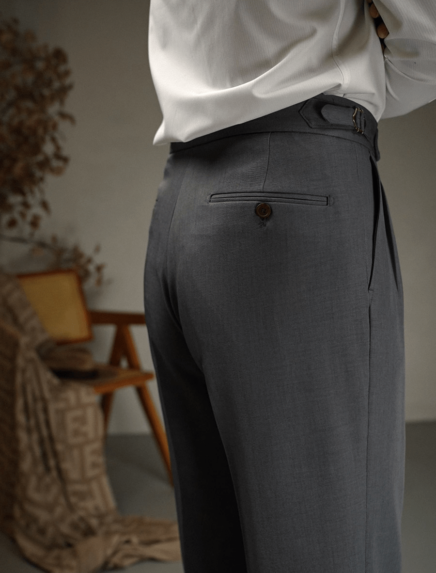 aesido Coffee Retro High Waist Straight Leg Casual Men's Trousers