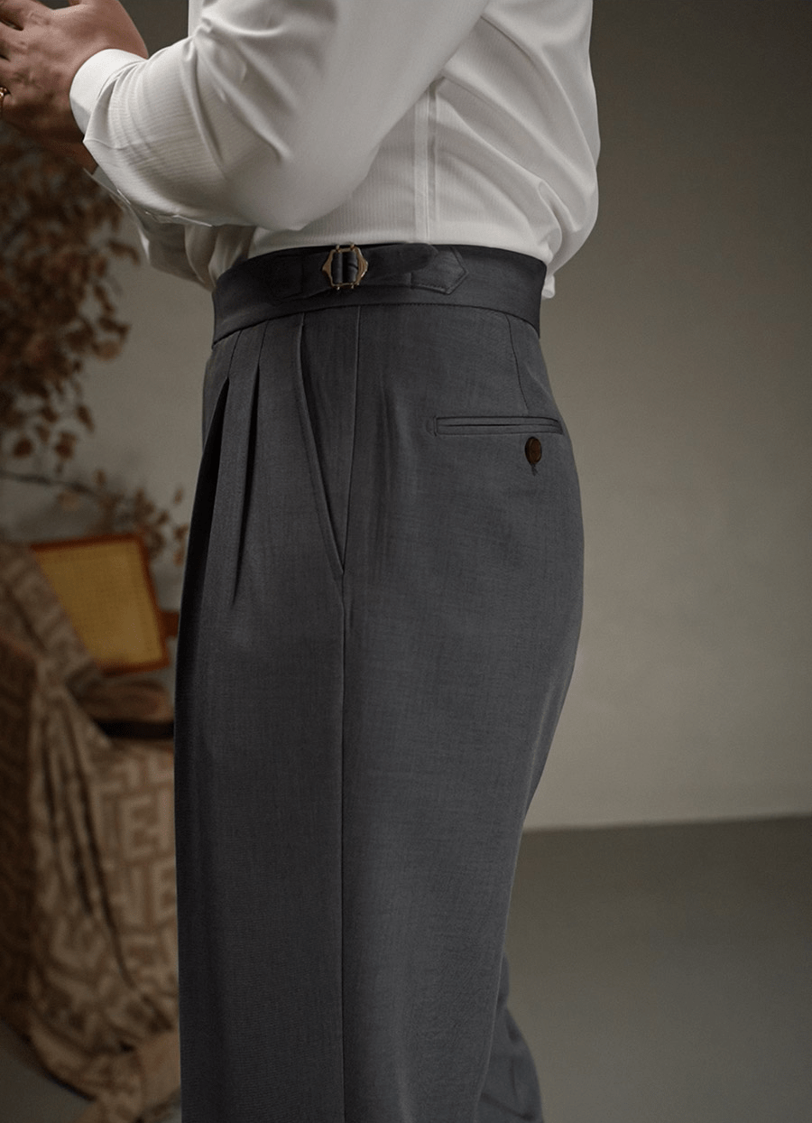 aesido Coffee Retro High Waist Straight Leg Casual Men's Trousers