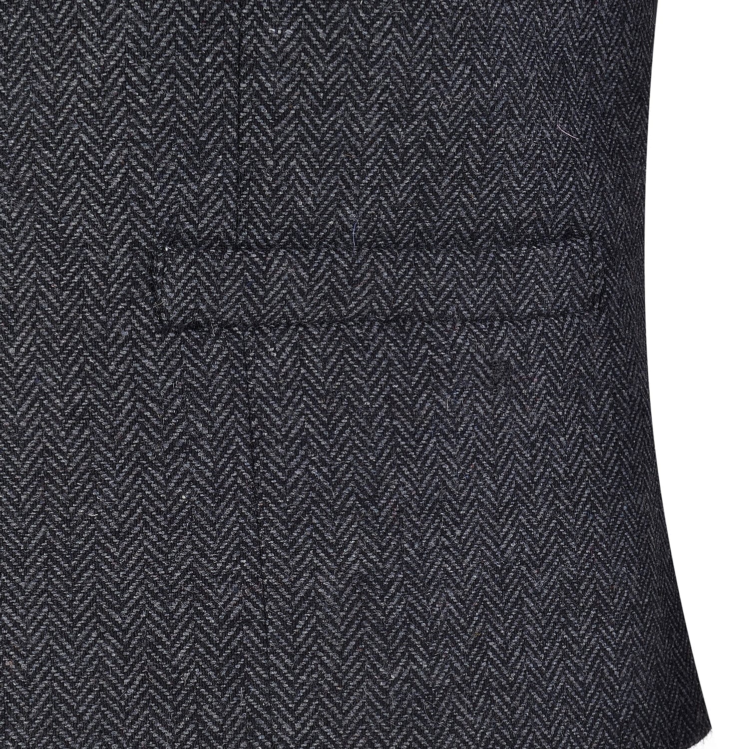 aesido Dark Grey Herringbone V Neck Waistcoat