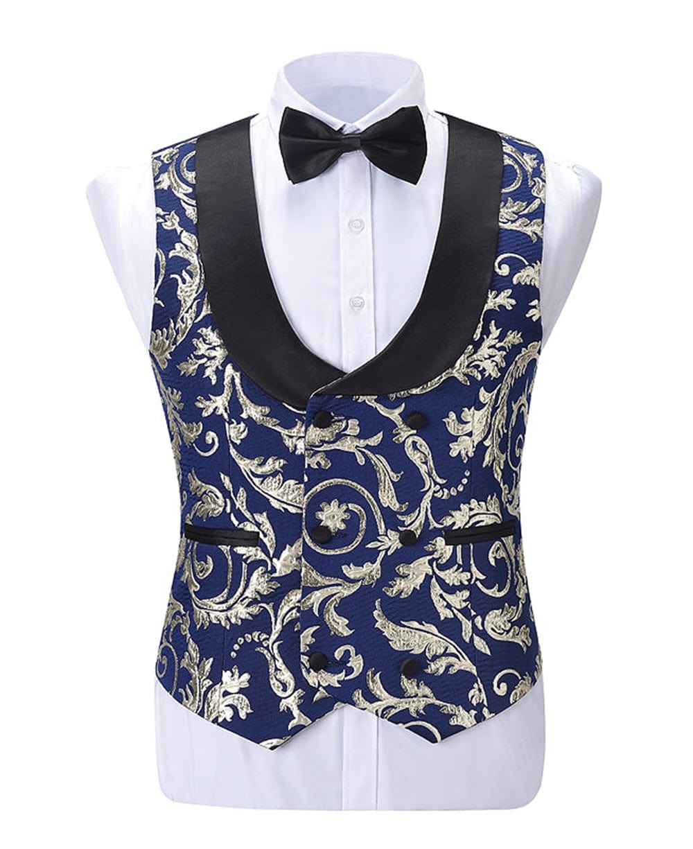 aesido Fashion Men's Suit Vest Patterned Shawl Lapel Waistcoat