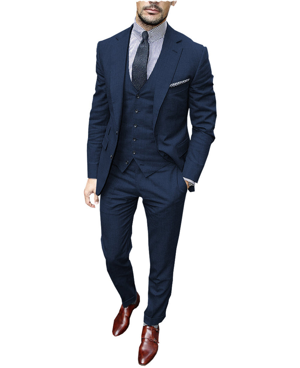 Mens Suits Classic Navy Blue Slim Fit Mens Notched Lapel Male Business  Masculino BlazerJacket Vest Pants Set Costume Homme From 109,21 € | DHgate