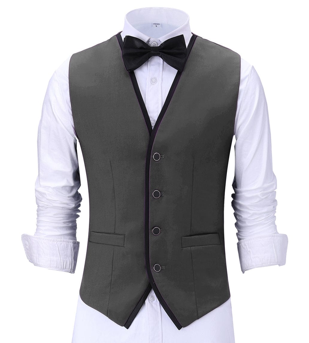 aesido Formal Flat V Neck Waistcoat Slim Fit Suit Vest