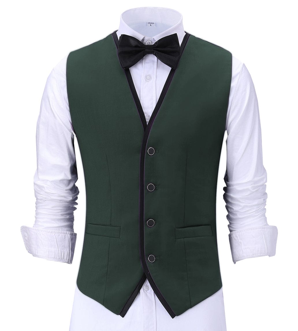 aesido Formal Flat V Neck Waistcoat Slim Fit Suit Vest