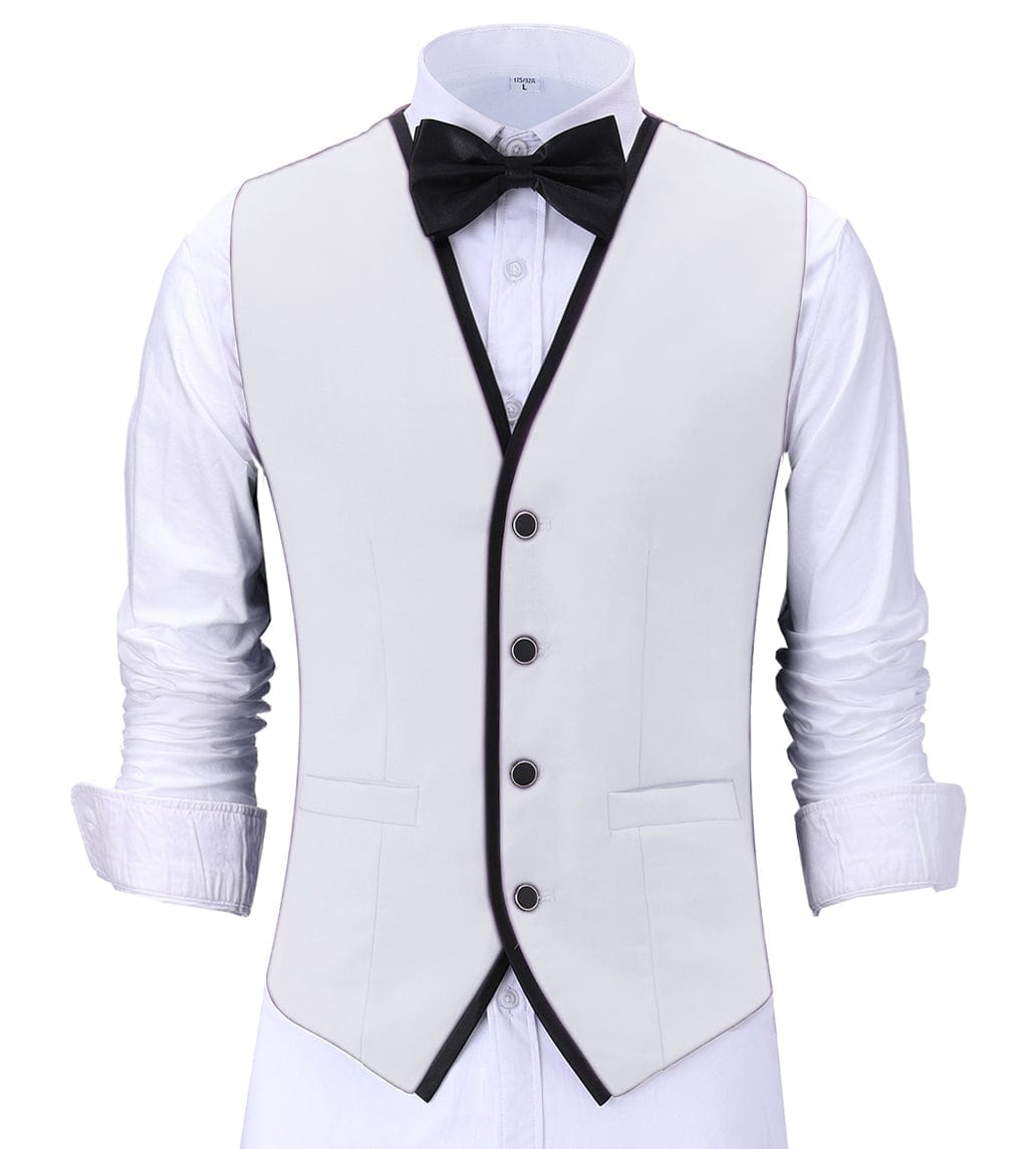 aesido Formal Flat V Neck Waistcoat Slim Fit Suit Vest