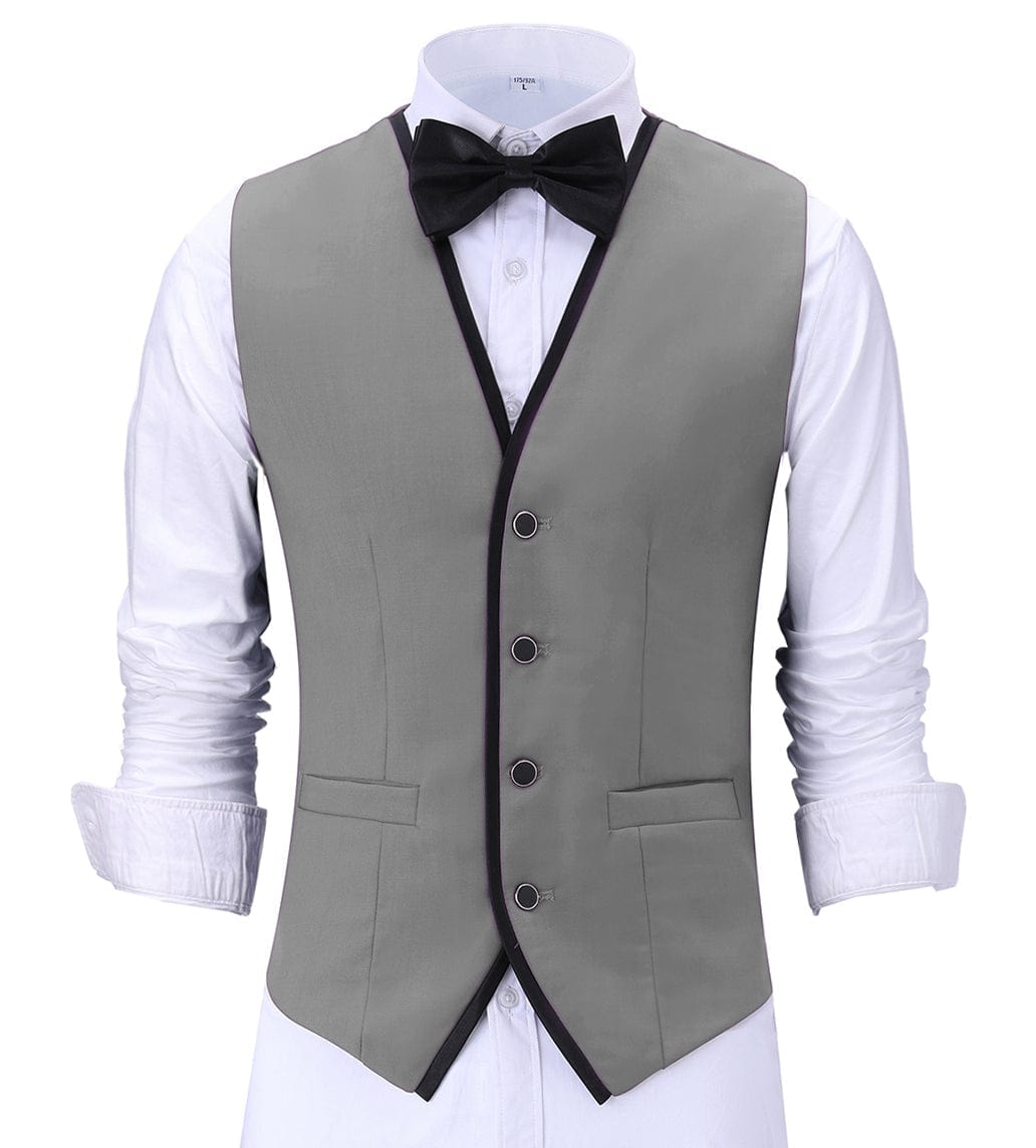 aesido Formal Flat V Neck Waistcoat Slim Fit Suit Vest