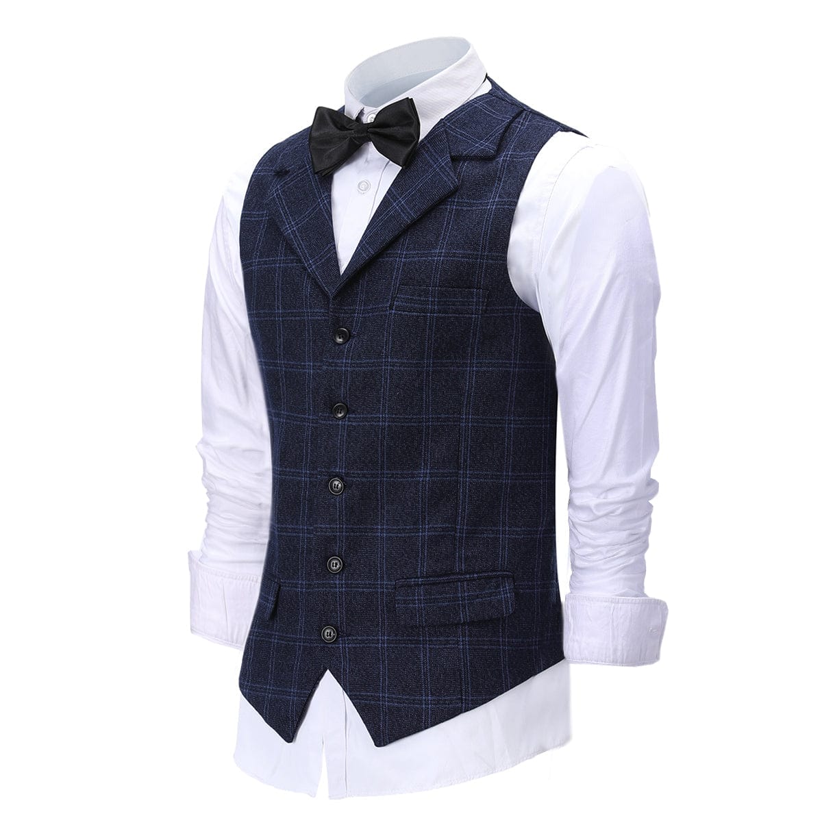 aesido Formal Plaid Notch Lapel Waistcoat Slim Fit Suit Vest