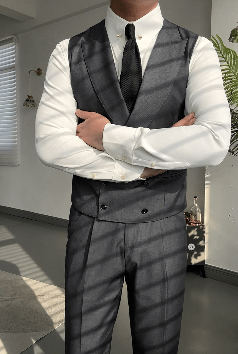 aesido Grey Business Casual Slim Fit Men's Vest