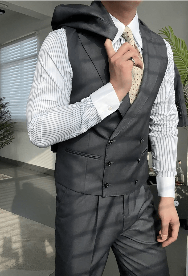 aesido Grey Business Casual Slim Fit Men's Vest