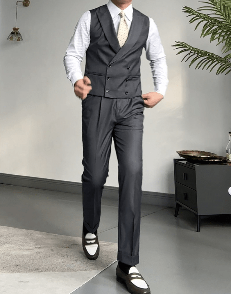 aesido Grey Business Casual Slim Fit Men's Vest