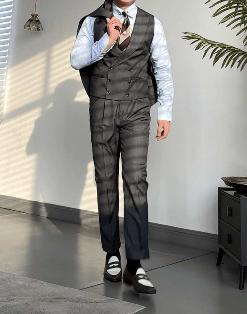 aesido Grey Business Casual Slim Fit Men's Vest