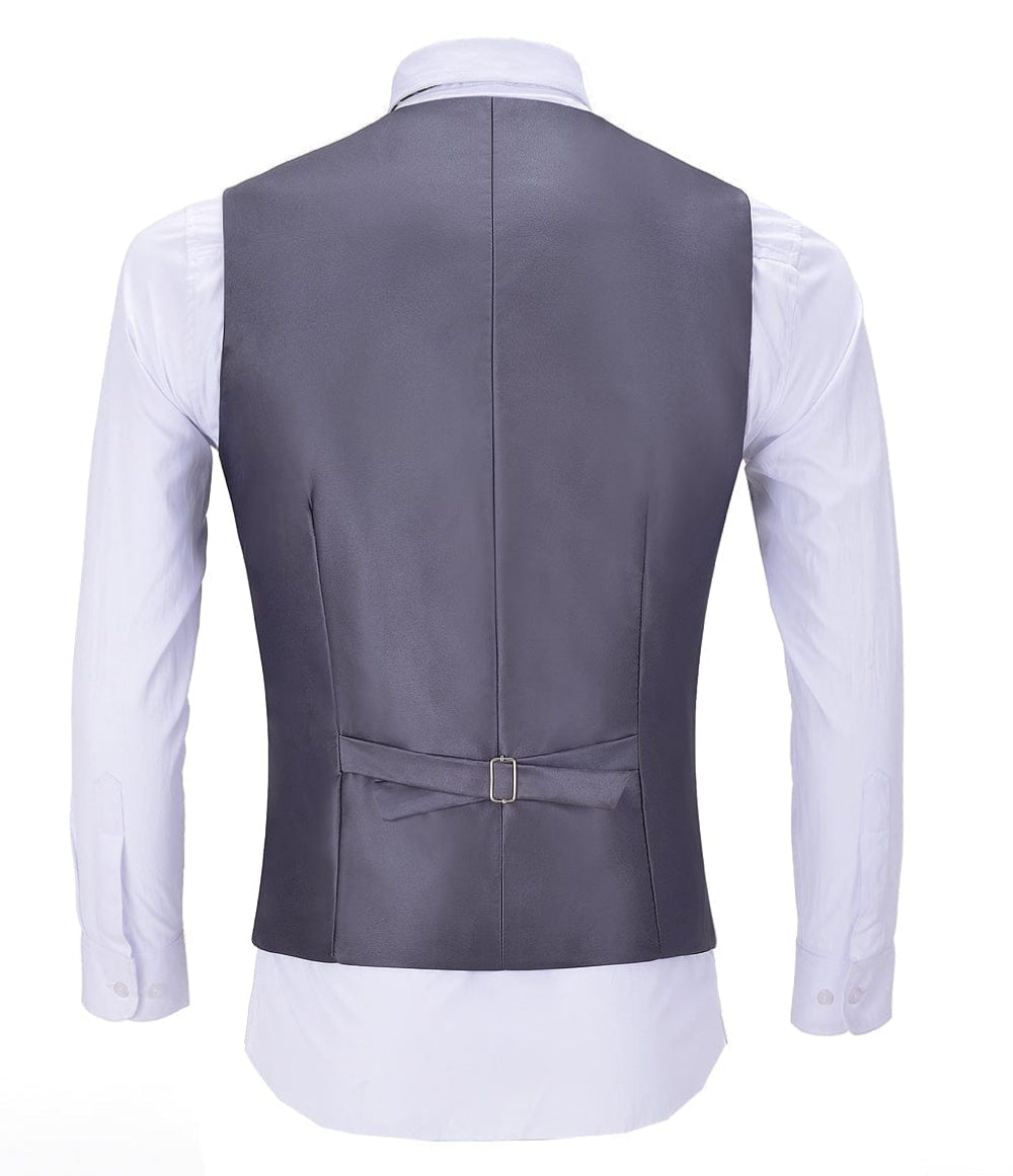 aesido Grey Herringbone V Neck Waistcoat