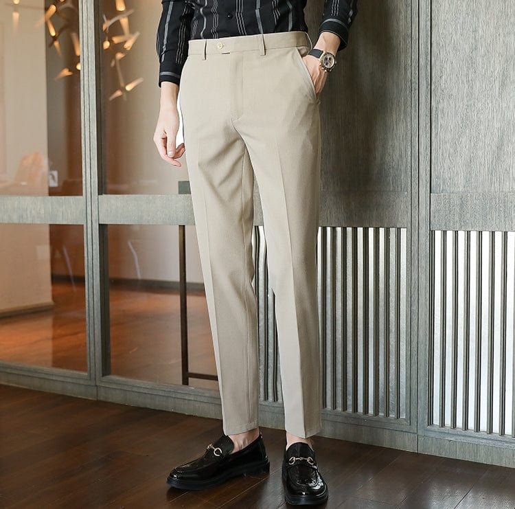 aesido Khaki Men's Business Casual Slim Fit Pants