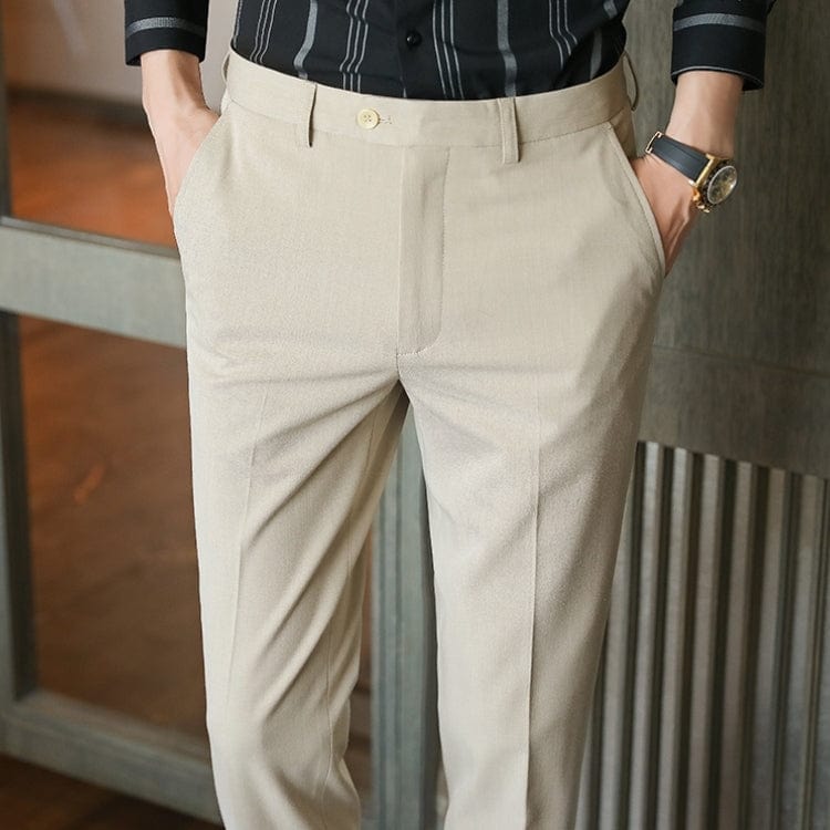 aesido Khaki Men's Business Casual Slim Fit Pants