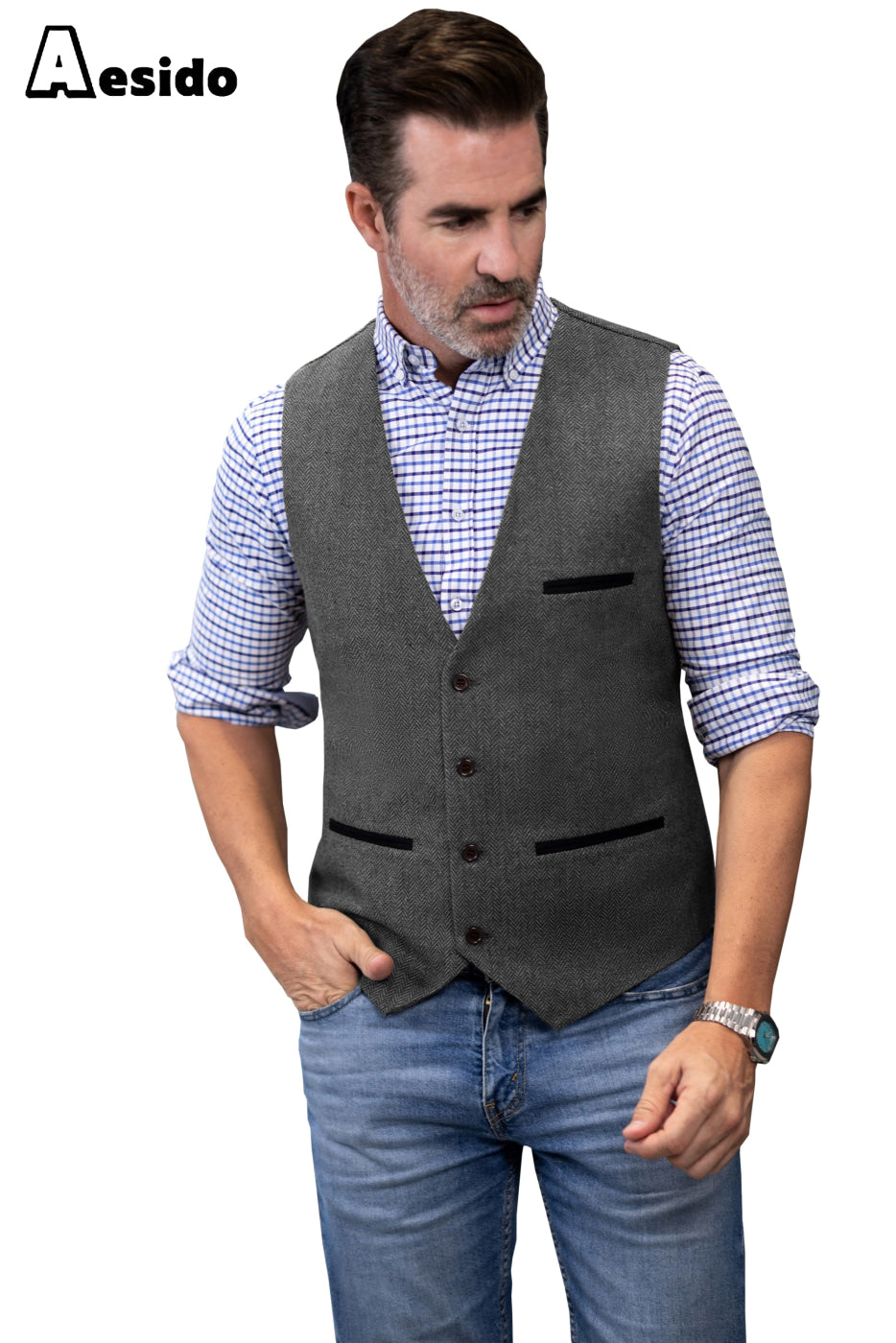 aesido Leisure V Neck Vest For Men