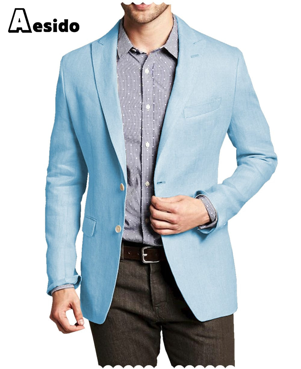 aesido Men Double Button Notch Lapel Blazer