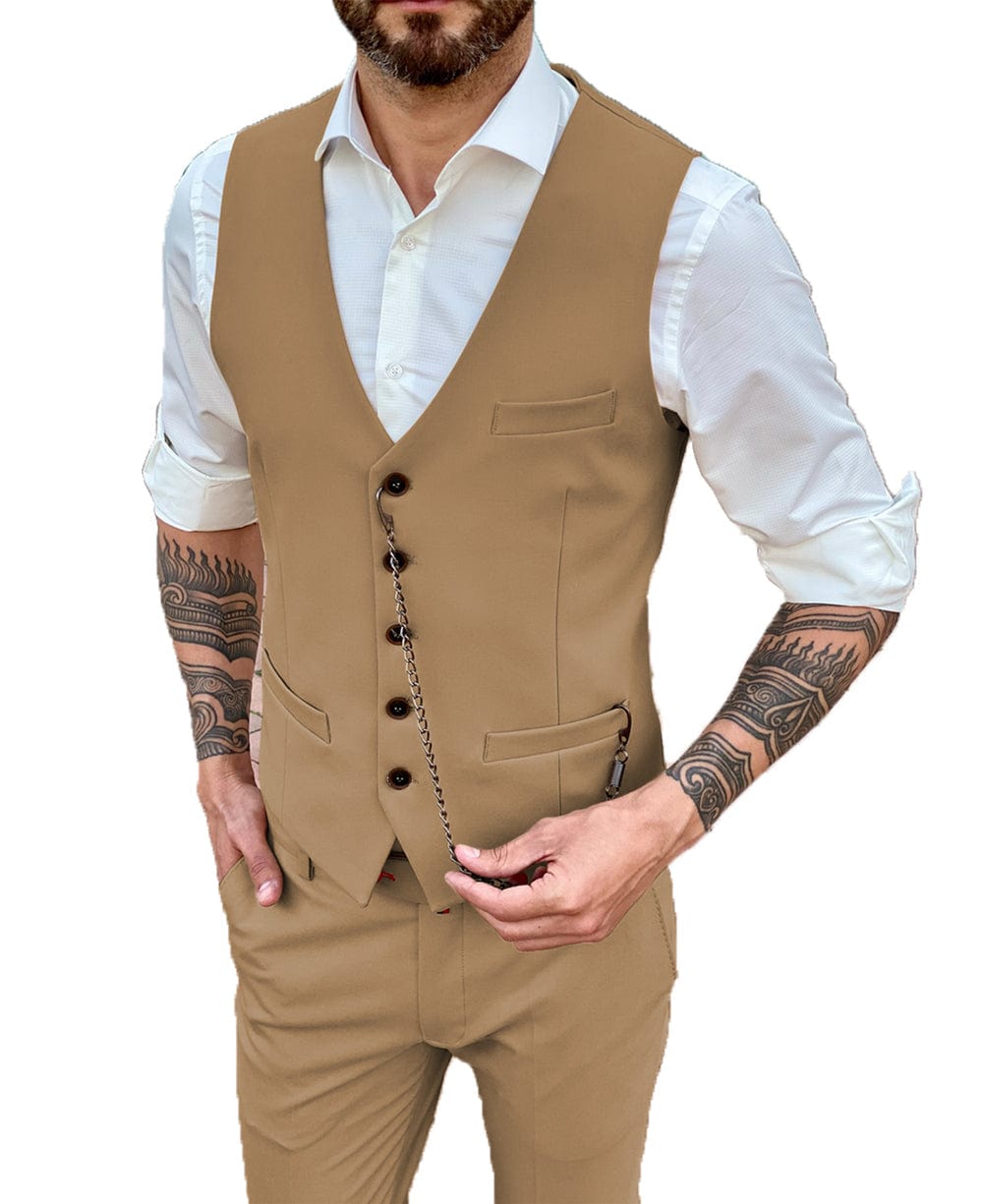 Ferrecci Men's Bradford Cognac Brown Slim Fit Notch Lapel 3 Piece Vintage  Tweed Heritage Suit Set - Blazer Jacket, Vest and Pants (40 Long) -  Walmart.com