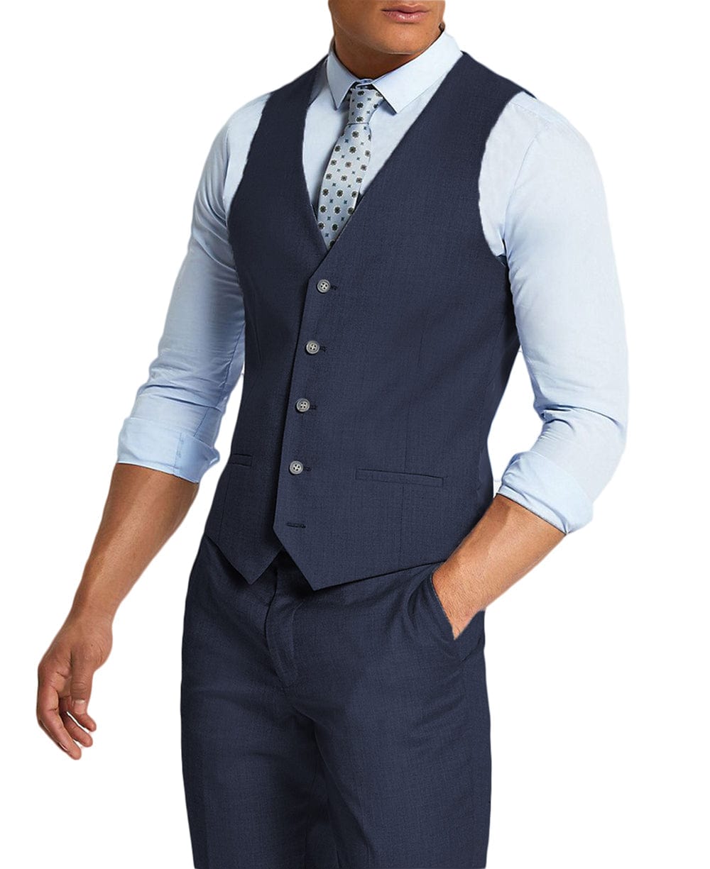 aesido Men's 2 Pieces Single Breasted V Neck Waistcoat（Vest+Pants）