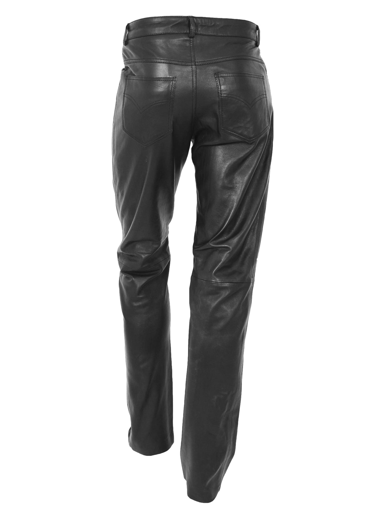 aesido Men's Business Casual Slim Fit Black Leather Pants