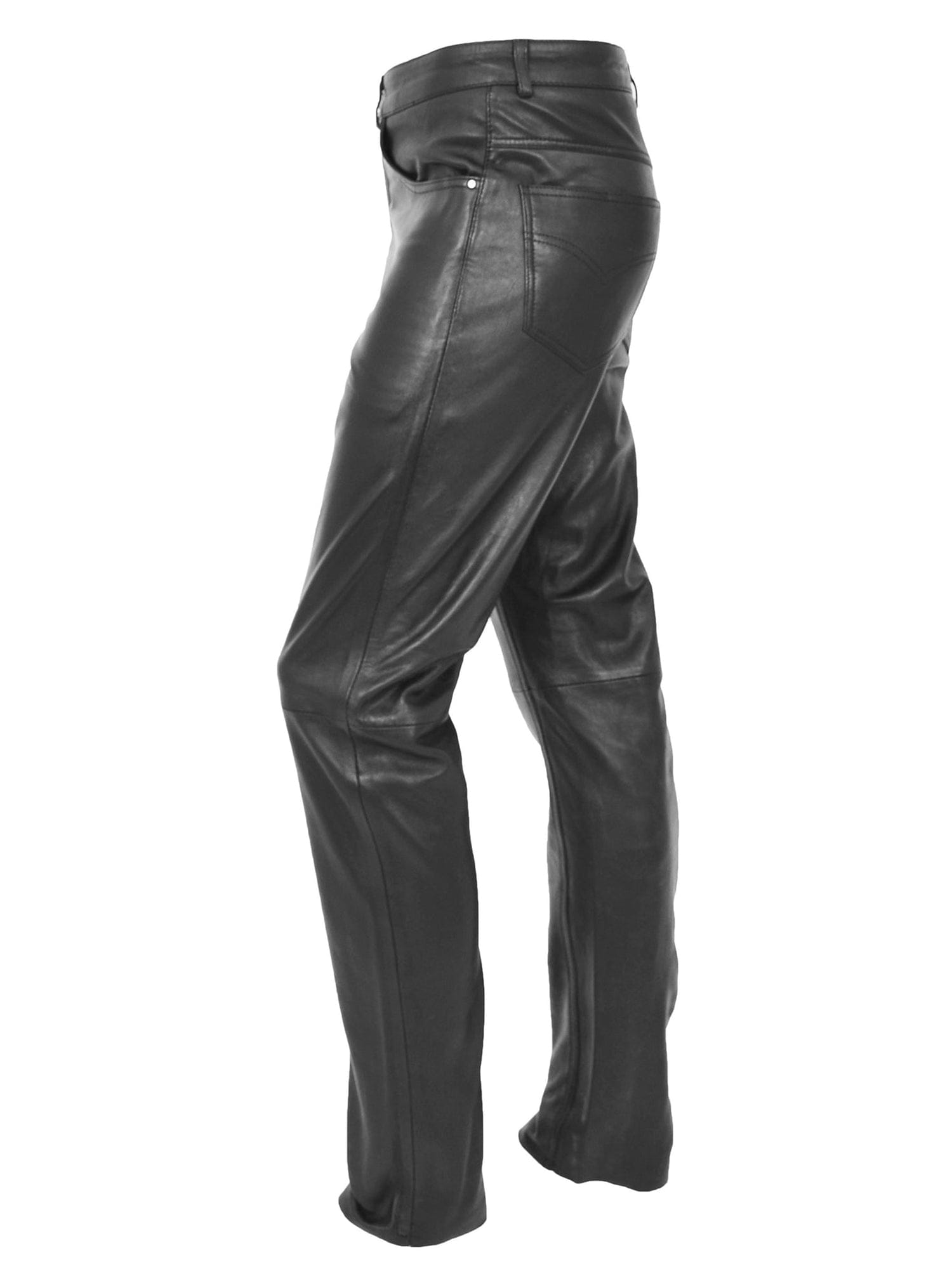 aesido Men's Business Casual Slim Fit Black Leather Pants