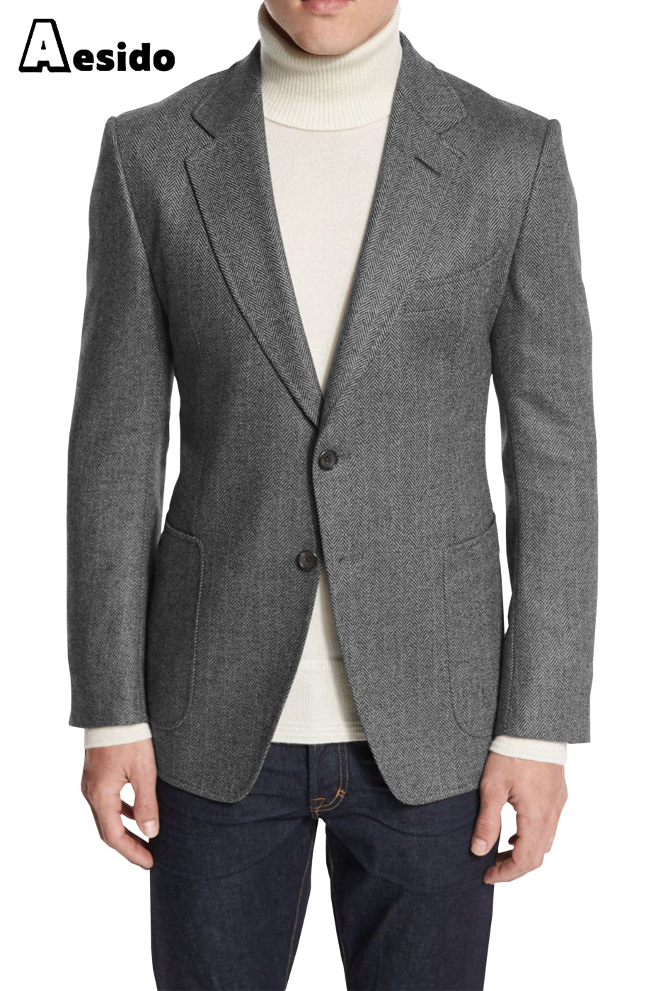 aesido Men's Business Slim Notch Lapel Blazer