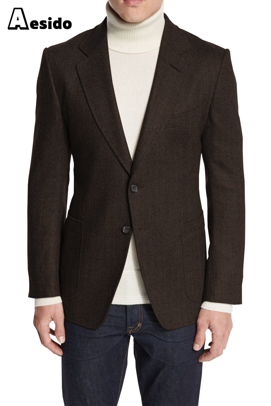 aesido Men's Business Slim Notch Lapel Blazer