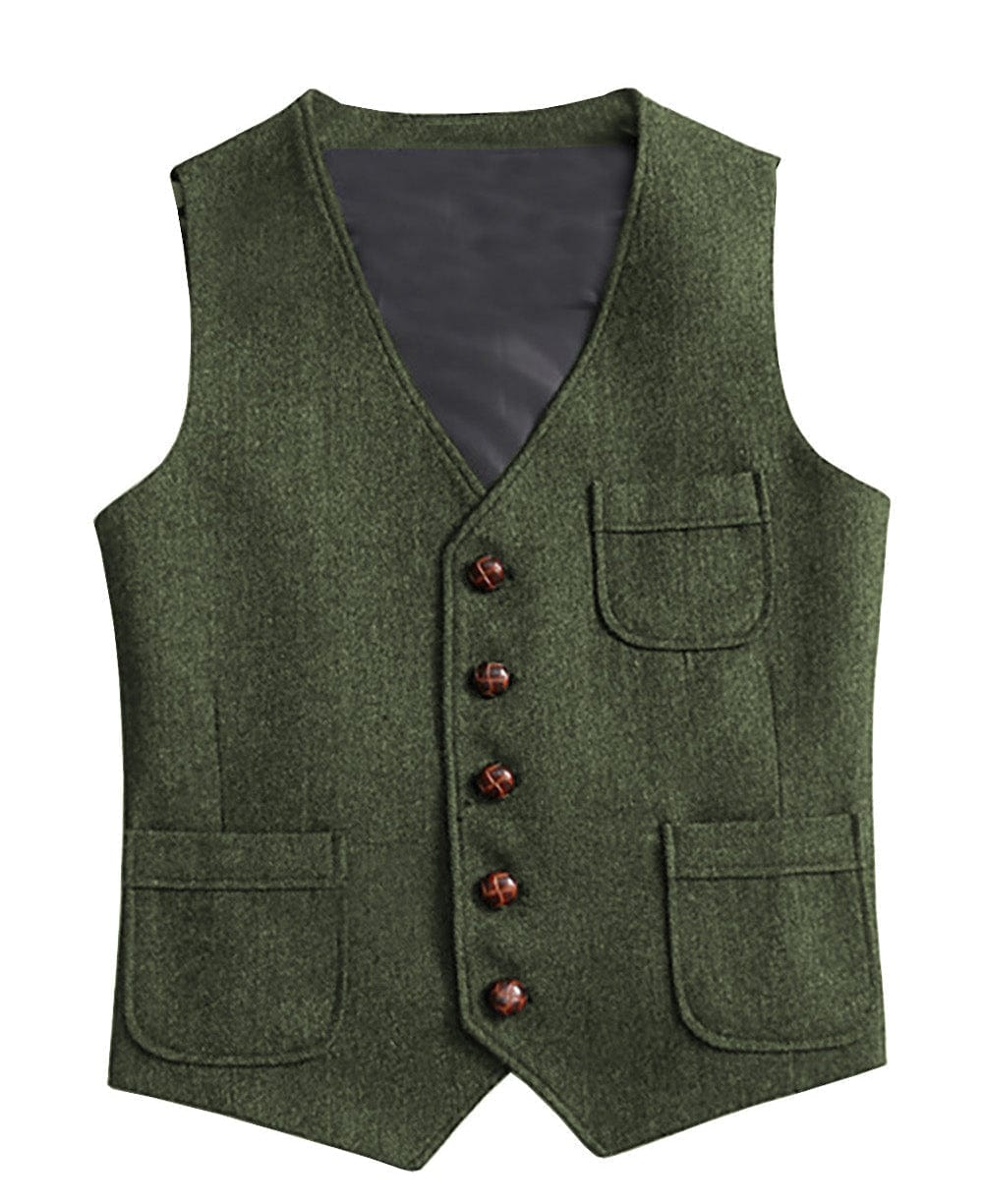 Men's Formal Suit Vest Herringbone V Neck Waistcoat | Aesido