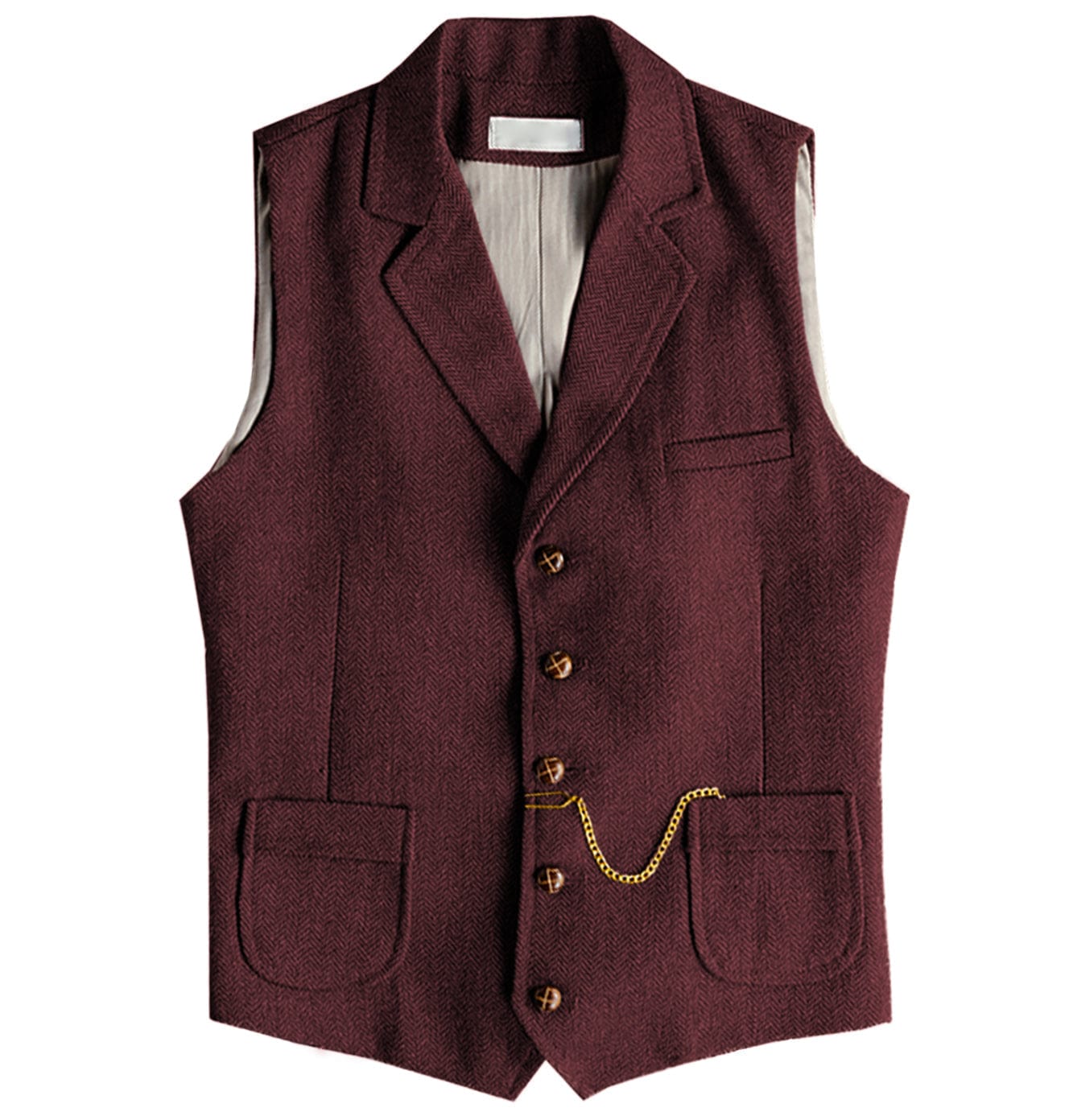 aesido Men's Notch Lapel Single Breasted Waistcoat