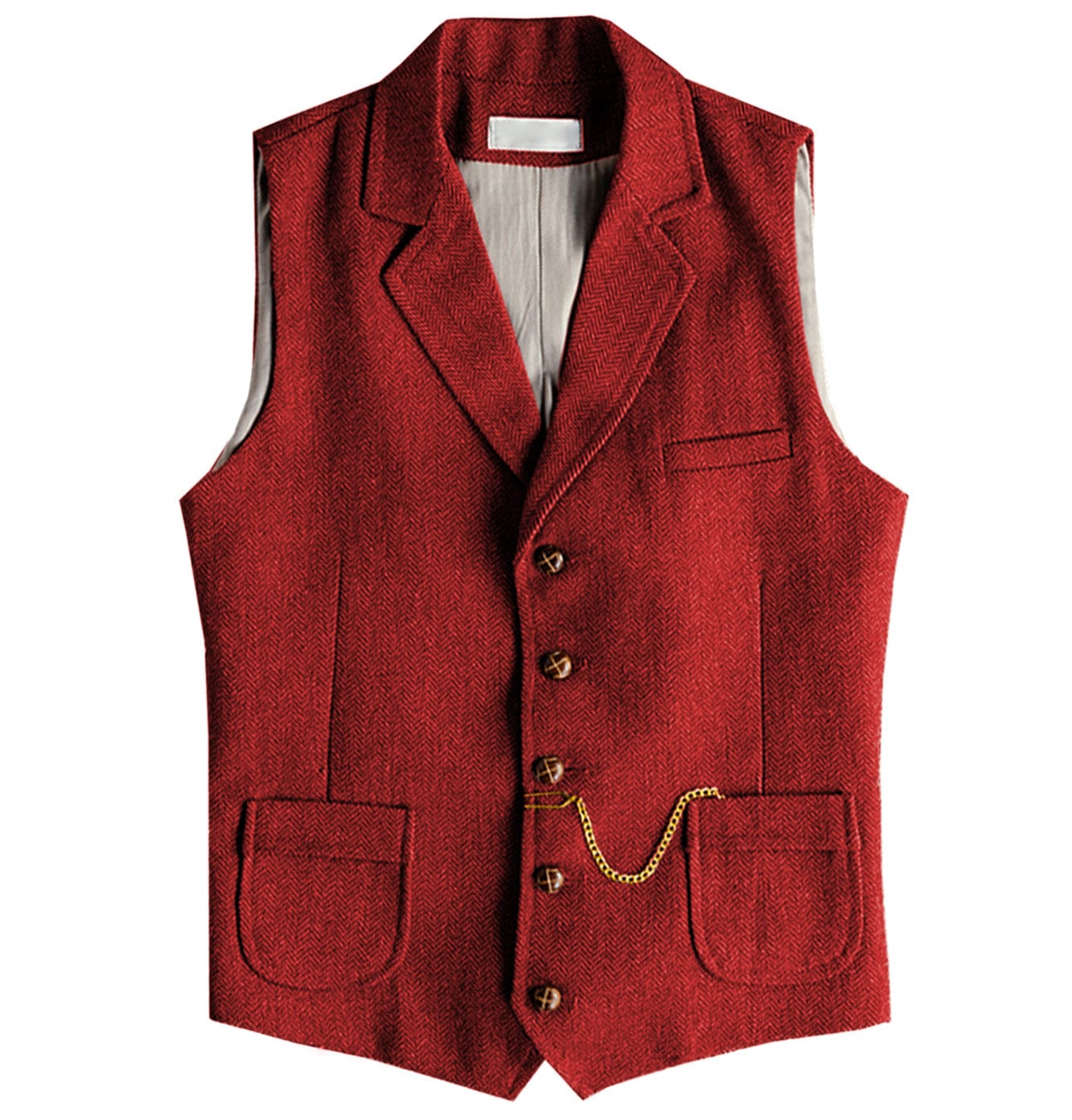 aesido Men's Notch Lapel Single Breasted Waistcoat